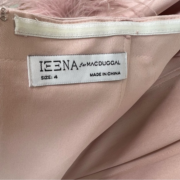 Ieena for Mac Duggal Blush Pink Feather Trim Column Gown Size 4 Style Code 11441 - Picture 7 of 8